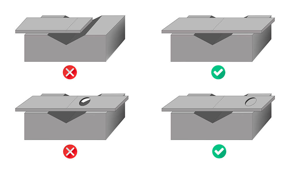 Illustration distance minimale de pliage d'une pièce en métal