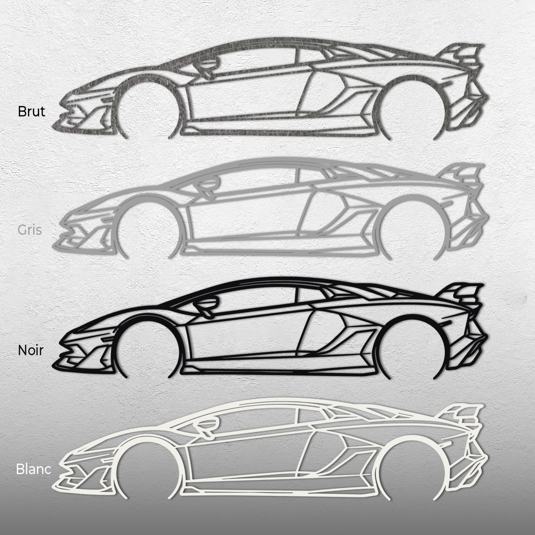 Art mural en métal Lamborghini Aventador – Image 3