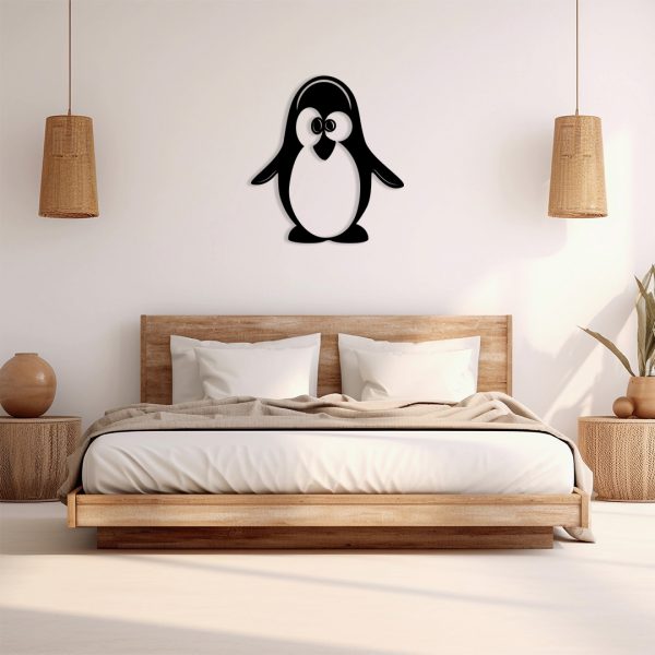 Art mural métal pingouin