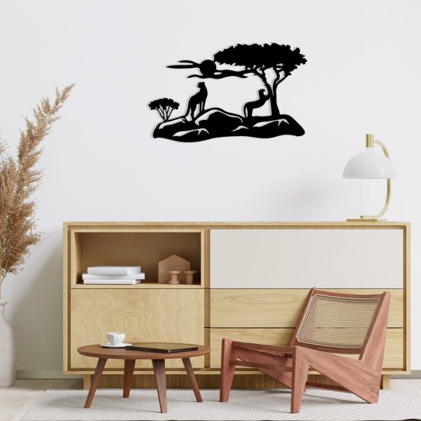 Art mural métal savane avec des panthères