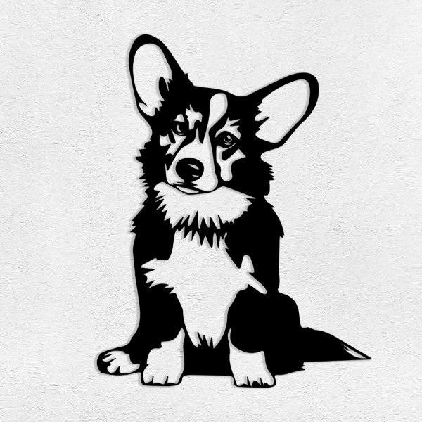Deco murale métal chiot welsh corgi pembroke