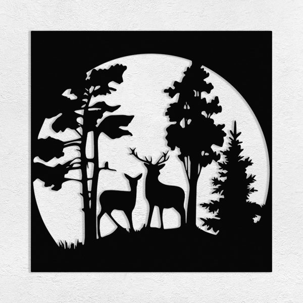 Deco murale métal forêt