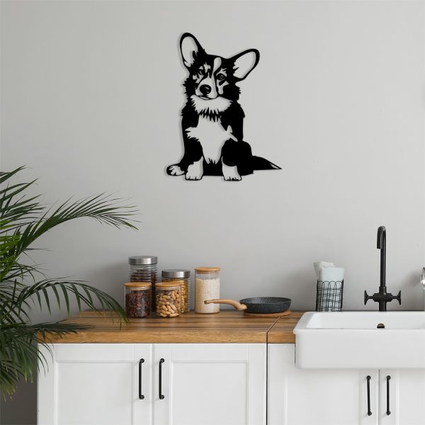 Décoration murale métal chiot welsh corgi pembroke