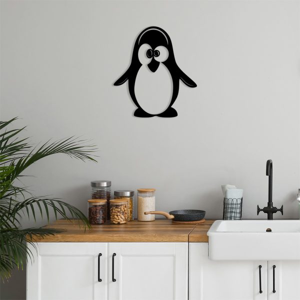 Décoration murale métal pingouin