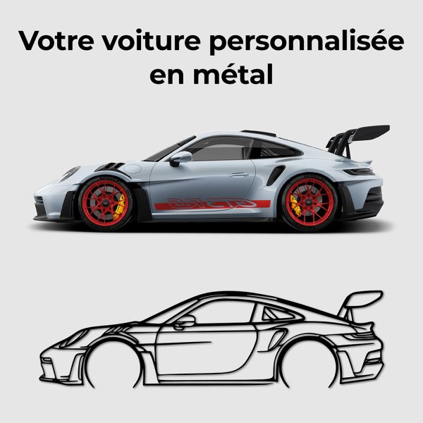 Silhouette Porsche 911 GT3 RS 992 en métal