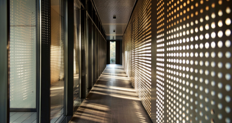 Tôles perforées en aluminium sur mesure pour un couloir