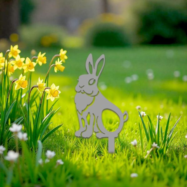 Décoration extérieure à piquer Lapin assis profil – Image 2