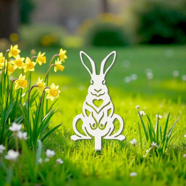 Décoration extérieure à piquer Lapin assis face – Image 4