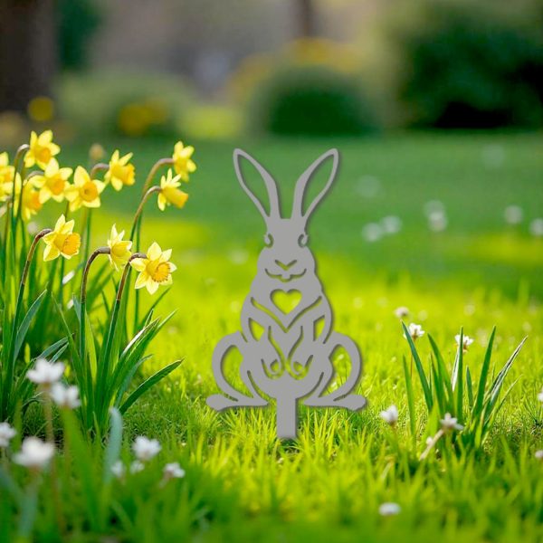 Décoration extérieure à piquer Lapin assis face – Image 2