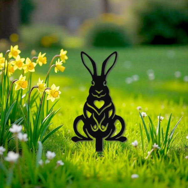 Décoration extérieure à piquer Lapin assis face – Image 3