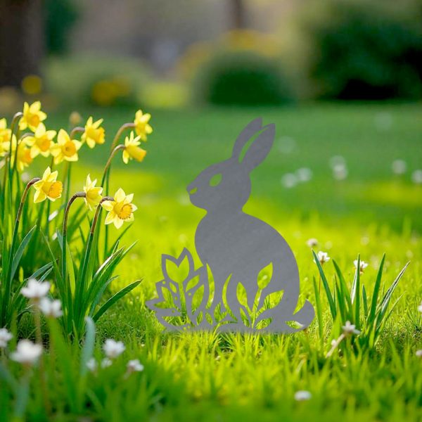 Décoration extérieure Lapin de Pâques fleurs – Image 5