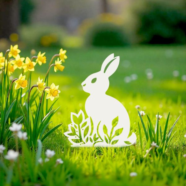 Décoration extérieure Lapin de Pâques fleurs – Image 2