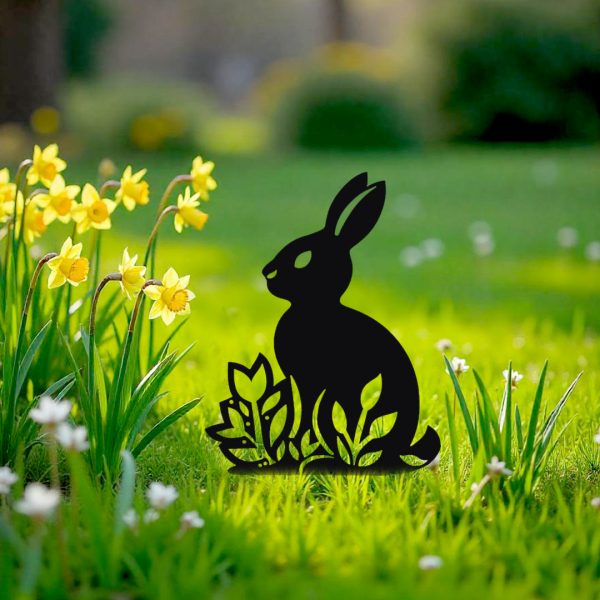 Décoration extérieure Lapin de Pâques fleurs – Image 3