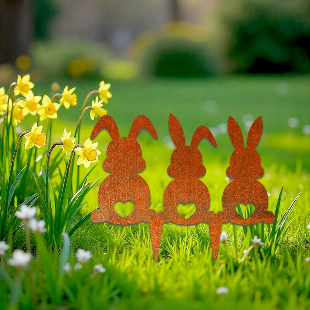 Décoration extérieure à piquer Trio de Lapins – Image 3