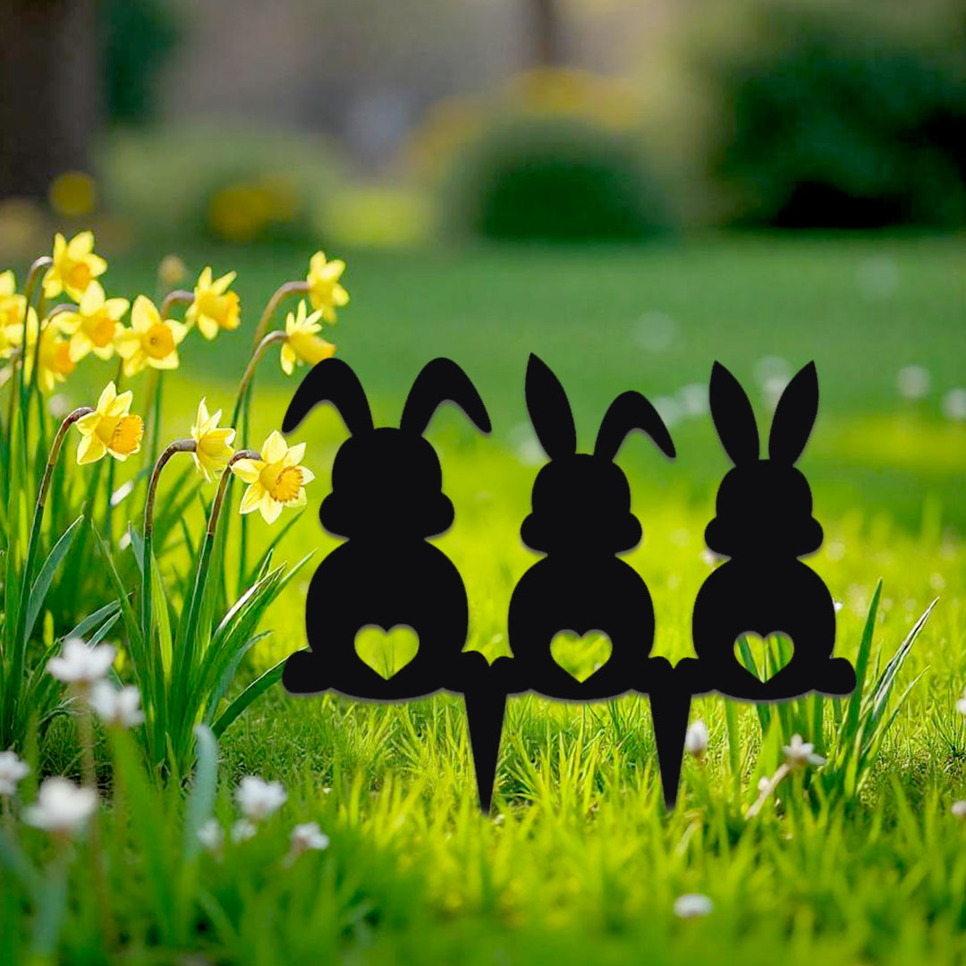 Décoration extérieure à piquer Trio de Lapins – Image 4