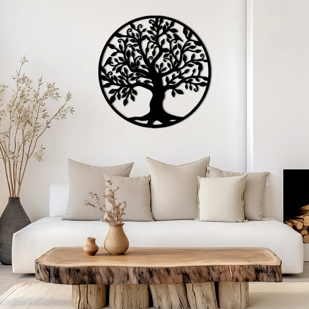 Décoration murale métal arbre de vie rond